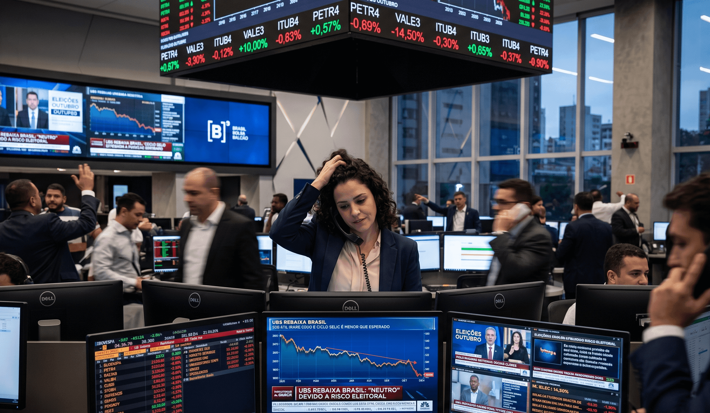 Ibovespa cai pela 9ª sessão e dólar sobe com juros em alta e pesquisa eleitoral