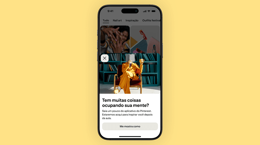 Pinterest lança alerta em horário escolar para ajudar adolescentes a reduzirem tempo de tela