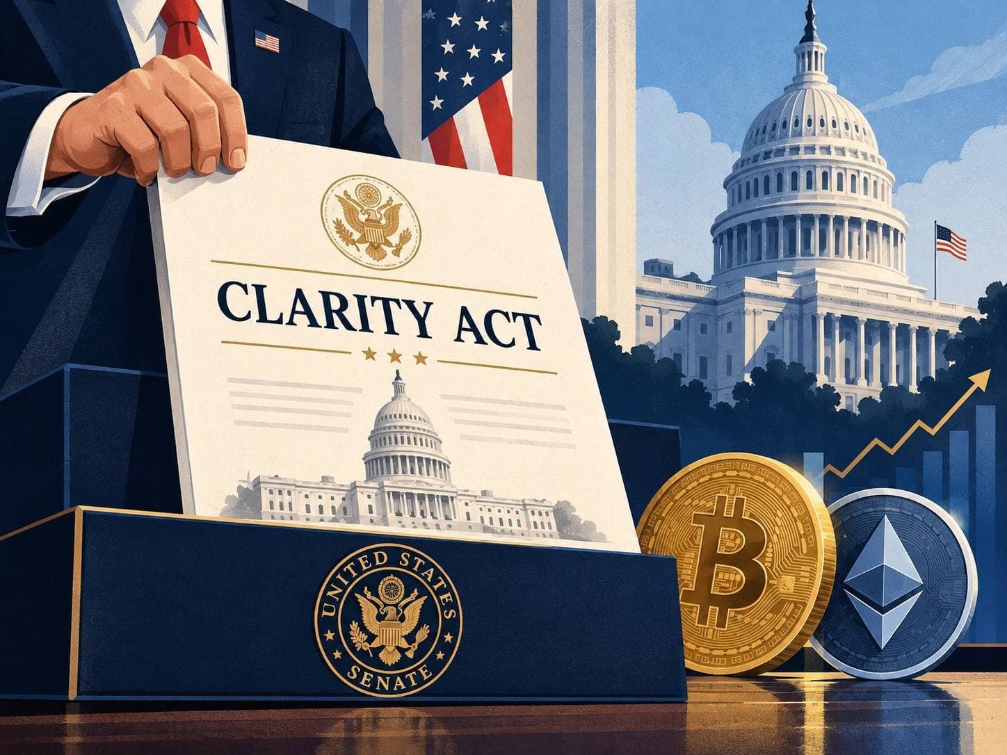 O que a votação do Clarity Act nos EUA muda para o mercado cripto no Brasil