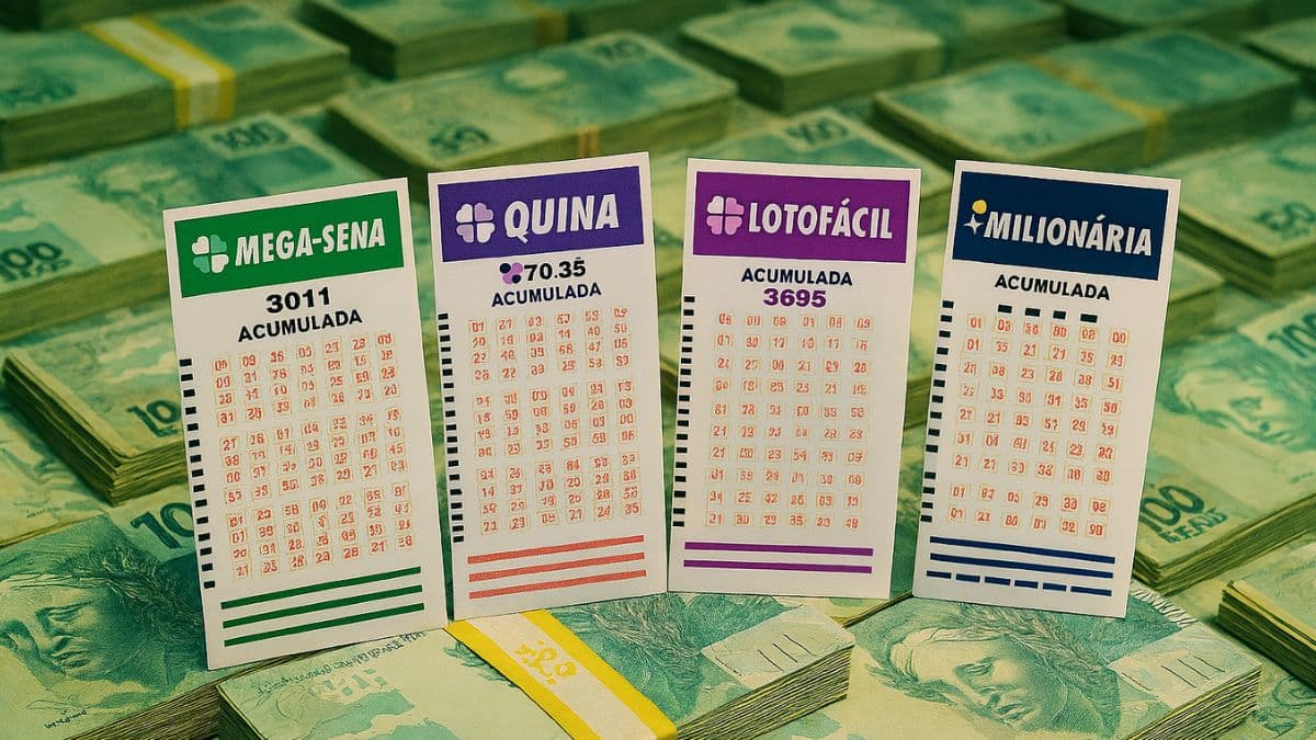 Mega-Sena 3011, Quina 7035, Lotofácil 3695 e outras loterias da Caixa acumulam; +Milionária tem prêmio de R$ 44 milhões hoje
