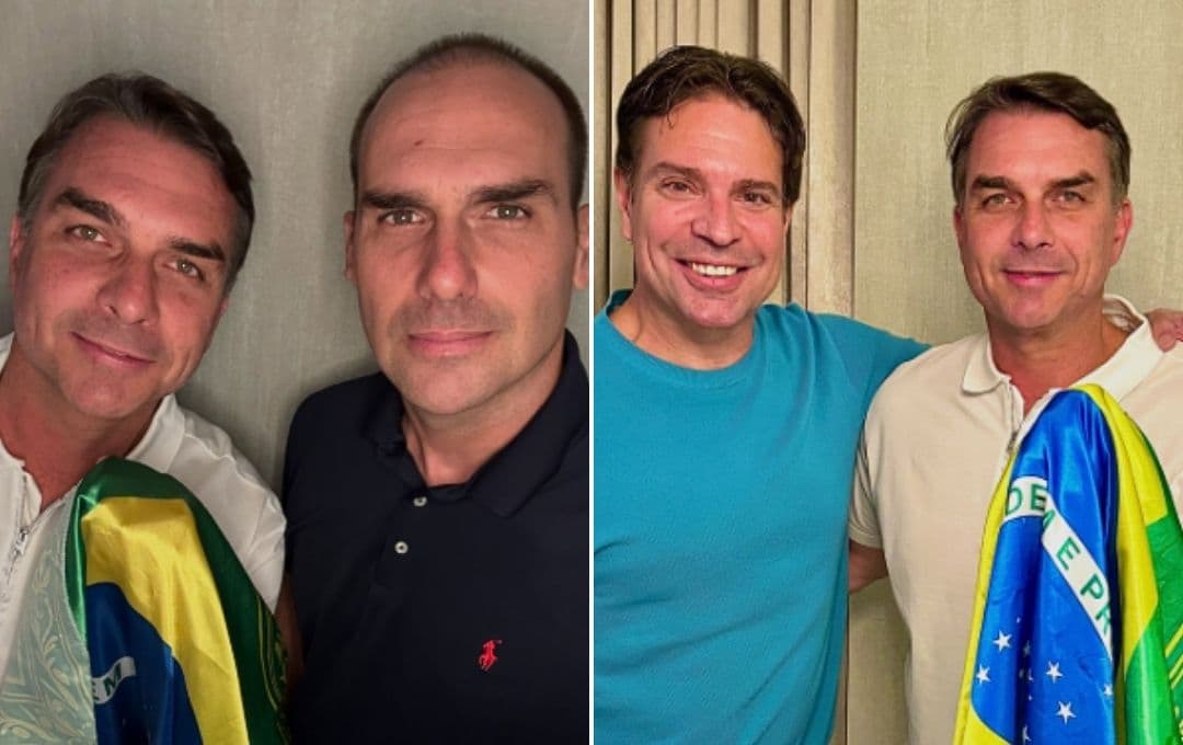 Eduardo Bolsonaro e Ramagem publicam foto com Flávio após fuga para os EUA